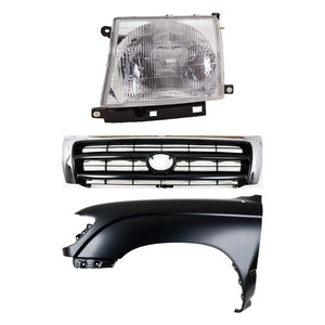 Front Fender for Toyota Tacoma 1997-2000, Left Driver Side, Primed (Ready to Paint), 3-Piece Kit with Grille and Headlight, Replacement