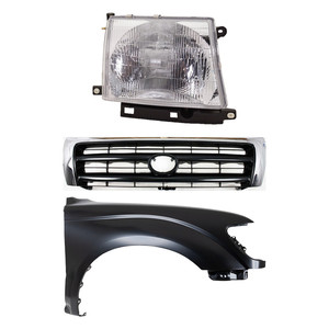 Front Fender Kit for 1997-2000 Toyota Tacoma, Right Passenger Side, 3-Piece Set with Primed (Ready to Paint) Grille and Headlight Replacement