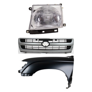 Front Fender Kit for 1997-2000 Toyota Tacoma, Left Driver Side, Primed (Ready to Paint), 3-Piece with Grille and Headlight, Replacement