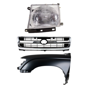 Front Fender Left Driver for Toyota Tacoma 1997-2000, Primed (Ready to Paint), 3-Piece Kit with Grille and Headlight, Replacement