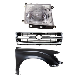 Front Fender Kit for TOYOTA TACOMA 1997-2000, Right Passenger Side, Primed (Ready to Paint), 3-Piece with Grille and Headlight, Replacement
