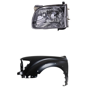 Front Fender for Toyota Tacoma 2001-2004, Left Driver, Primed (Ready to Paint), 2-Piece Kit with Headlight Replacement