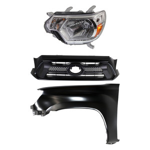 Headlight Assembly Kit for Toyota Tacoma 2012-2015, Left Driver Side, Halogen, 3-Piece with Fender and Grille Assembly, Replacement