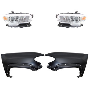 Headlight Assembly Kit for 2016-2018 Toyota Tacoma, Right Passenger and Left Driver Halogen, 4-Piece Kit, with Fender Replacement