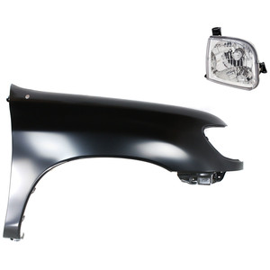 Front Fender Right Passenger for 2000-2002 Toyota Tundra, Primed (Ready to Paint), 2-Piece Kit, with Headlight, Replacement