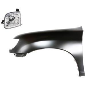 Front Fender Kit for Toyota Tundra 2000-2002, Left Driver, Primed (Ready to Paint), 2-Piece Kit, with Headlight Replacement