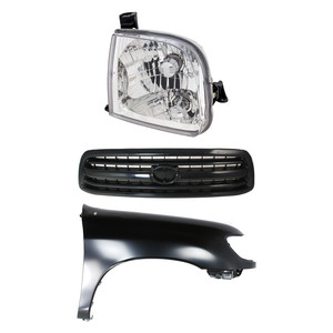 Front Fender Kit for Toyota Tundra 2000-2002 Right Passenger Side, Primed (Ready to Paint), 3-Piece with Grille and Headlight, Replacement