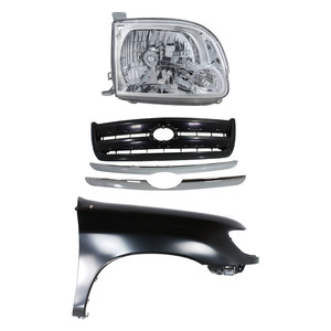 Headlight Assembly for Toyota Tundra 2005-2006 Right Passenger, Halogen, 3-Piece Kit with Fender and Grille Assembly, Replacement