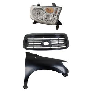 Headlight Assembly Kit for 2010-2013 Toyota Tundra, Right Passenger Side, Halogen, 3-Piece Kit, with Fender and Grille Assembly - (CAPA) Replacement
