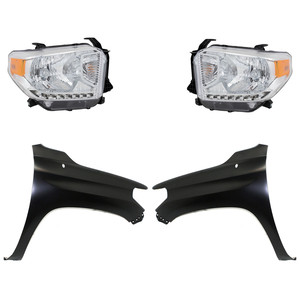 Headlight Assembly for Toyota Tundra (2014-2015), Right Passenger and Left Driver, Halogen, 4-Piece Kit with Fenders, Replacement