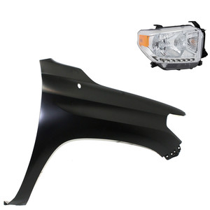 Headlight Assembly for Toyota Tundra 2014-2015 Right Passenger Side, Halogen, 2-Piece Kit with Fender, Replacement