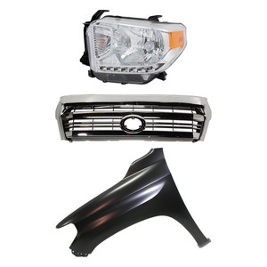 3-Piece Kit Grille for Toyota Tundra 2016-2017, with Front Emblem and Standard Type, including Fender and Headlight Replacement