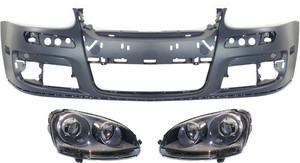 Headlight Kit for 2005-2010 Volkswagen Jetta / 2006-2007 GTI, Right Passenger and Left Driver Side, Lens and Housing, Xenon, 3-Piece with Bumper Cover Replacement