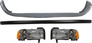 Headlight Assembly Kit for Dodge Full Size Pickup 1994-2002, Right Passenger and Left Driver Halogen 4-Piece Set with Bumper Covers, Replacement