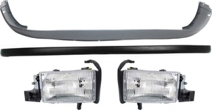 Headlight Assembly for Dodge Full Size Pickup 1994-2002, Right Passenger and Left Driver, Halogen 4-Piece Kit, with Bumper Covers, Replacement