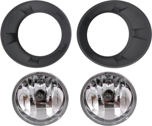Fog Light Assembly for Chevrolet Camaro 2010-2012, Right Passenger and Left Driver Side, 4-Piece Kit, Halogen, Includes Fog Light Trim, Replacement