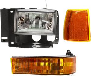 Headlight Assembly Kit for Ford Ranger (1989-1992) / Explorer (1991-1994), Left Driver, Halogen, 3-Piece with Corner Light and Turn Signal Light, Replacement