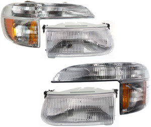 Headlight Assembly Kit for 1995-2001 Ford Explorer / 1997 Mountaineer, Right Passenger and Left Driver Halogen Lights, 4-Piece Set with Corner Lights, Replacement