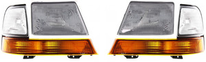 Headlight Assembly for Ford Ranger 1998-2000, Right Passenger and Left Driver, Halogen, 4-Piece Kit with Corner Lights, Replacement