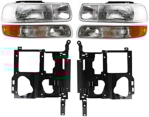 Headlight Assembly Kit for Chevrolet Silverado 1500/2500 (1999-2002) / Tahoe (2000-2006) with Right Passenger and Left Driver Halogen Headlight, 6-Piece Set including Headlight Housing and Parking Light, Replacement.