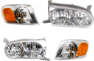 Headlight Assembly Kit for 2001-2002 Toyota Corolla, 4-Piece with Right Passenger & Left Driver, Halogen, Includes Corner Lights, Replacement