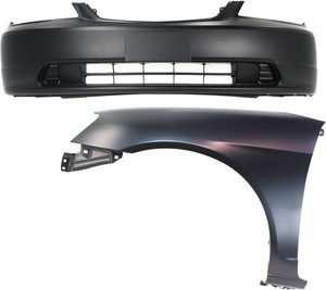 Front Bumper Cover for 2001-2003 Honda Civic, 2-Piece Kit with Fender, Suitable for Coupe/Sedan, Replacement