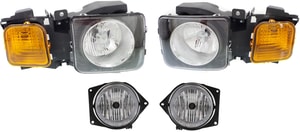 Headlight Assembly Kit for Hummer H3 2006-2010 / H3T 2009-2010, Right Passenger and Left Driver, Halogen, 4-Piece Set with Fog Lights, Replacement