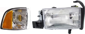Headlight Assembly for Dodge Full Size Pickup 1994-2002, Right Passenger, Halogen, 2-Piece Kit with Corner Light, Replacement