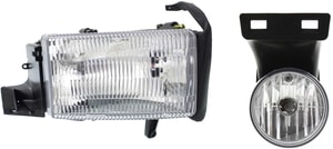 Headlight Assembly for Dodge Full Size Pickup 1999-2002, Right Passenger Side, 2-Piece Kit, Halogen, with Fog Light, Replacement