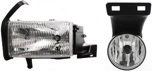 Headlight Assembly Kit for Dodge Full Size Pickup 1999-2002, Left Driver, Halogen, 2-Piece set, Including Fog Light, Replacement
