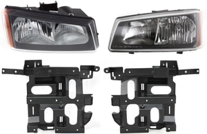 Headlight Assembly for Chevrolet Silverado 2003-2007, Right Passenger and Left Driver, 4-Piece Kit with Halogen Headlight Brackets, Replacement