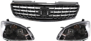 Headlight Kit for 2005-2006 Nissan Altima, Right Passenger and Left Driver, Lens and Housing, Xenon, 3-Piece with Grille Assembly, Replacement