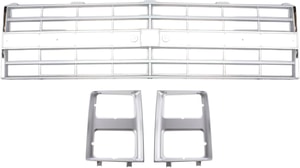 3-Piece Grille Kit for 1985-1988 Chevrolet Suburban with Chrome Grille and Headlight Doors Replacement