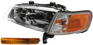 Headlight Assembly Kit for 1996-1997 Honda Accord, Left Driver Side, Halogen, 2-Piece with Turn Signal Light, Replacement