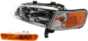 Headlight Assembly for 1994-1995 Honda Accord, Left Driver Side, Halogen, 2-Piece Kit with Turn Signal Light, Replacement