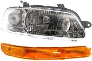 Headlight Assembly Kit for Chevrolet Aveo 2004-2007/Aveo5 2006-2008 with Right Passenger Side Halogen, 2-Piece Kit, Turn Signal Light, Replacement
