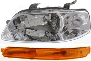 Headlight Assembly Kit for Chevrolet Aveo 2004-2007 / Aveo5 2006-2008, Left Driver Side, Halogen, with Turn Signal Light, 2-Piece Kit, Replacement