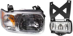 Headlight Assembly for Ford Escape 2001-2004 Right Passenger, 2-Piece Kit with Halogen Fog Light, Replacement