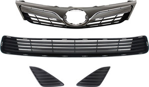 Grille Kit for 2012-2014 Toyota Camry, 4-Piece Set with Bumper Grille and Fog Light Covers Replacement