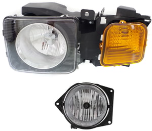 Headlight Assembly Kit for Hummer H3 (2006-2010)/H3T (2009-2010), Left Driver Side, Halogen, 2-Piece Set, with Fog Light, Replacement