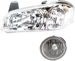 Headlight Assembly Kit for 2000-2001 Nissan Maxima, Left Driver Side, Halogen, 2-Piece Set, with Fog Light, Replacement