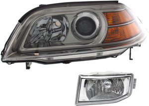 Headlight for Acura MDX 2004-2006, Left Driver Side, Lens and Housing, Halogen, 2-Piece kit, with Fog Light Replacement