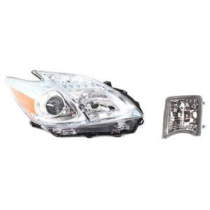 Headlight without Bulb for Toyota Prius 2010-2011, Right Passenger Side, 2-Piece Kit with Turn Signal Light, Replacement