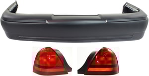 Rear Bumper Cover for Mercury Grand Marquis 2003-2011, 3-Piece Kit with Tail Lights, Replacement
