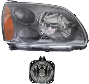 Headlight Assembly Kit for 2004-2008 Mitsubishi Galant, Right Passenger Side, Halogen, 2-Piece Set, with Fog Light, Replacement