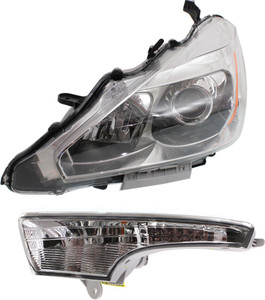 Headlight with Bulb and Turn Signal Light for 2013-2015 Nissan Altima, Left Driver Side, 2-Piece Kit, Replacement