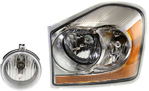 Headlight Assembly for 2004-2005 Dodge Durango, Left Driver Side, Halogen, 2-Piece Kit with Fog Light, Replacement