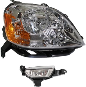 Headlight with Bulb for Ford Five Hundred 2005-2007, Right Passenger, with Fog Light, 2-Piece Kit Replacement