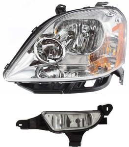 Headlight with Bulb and Fog Light for Ford Five Hundred 2005-2007, Left Driver, 2-Piece Kit Replacement