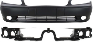 Front Bumper Cover Kit for Chevrolet Classic 2004-2005, Malibu 1997-2003, Primed (Ready to Paint), 2-Piece, Base/LS Models, Includes Header Panel, Replacement